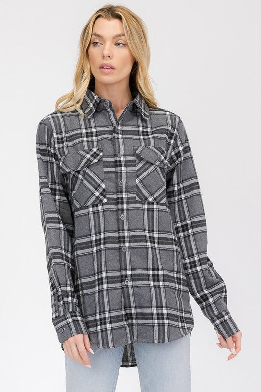 Womens Boyfriend Long Sleeve Flannel