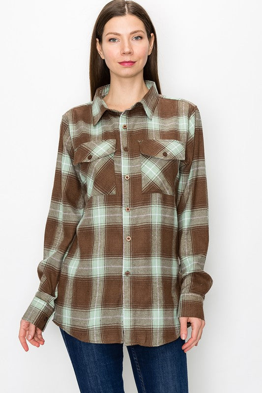 Womens Boyfriend Long Sleeve Flannel