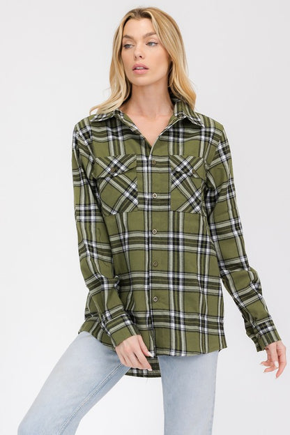 Womens Boyfriend Long Sleeve Flannel