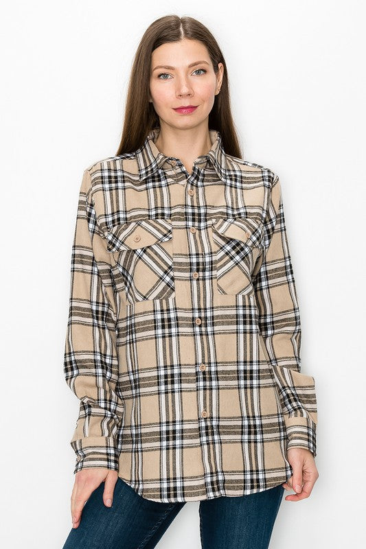 Womens Boyfriend Long Sleeve Flannel