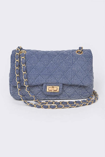 Denim Quilted Convertible Shoulder Bag