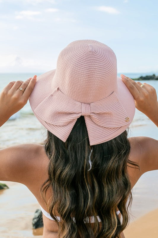 Bow Back Straw Bucket Hat