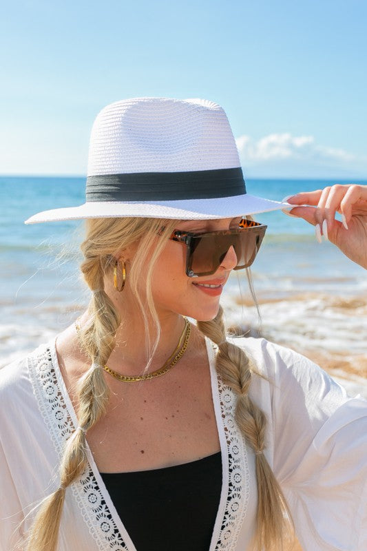 Classic Straw Panama Fedora Hat