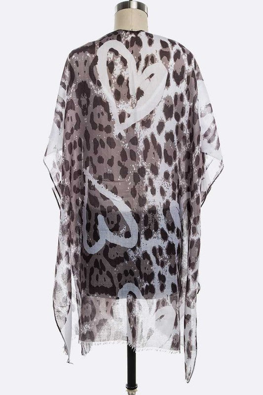 Snow Leopard Printed Kimono Cardigan