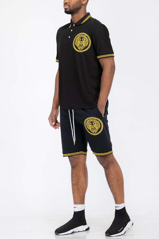 Lion Head Polo Shirt and Short Set