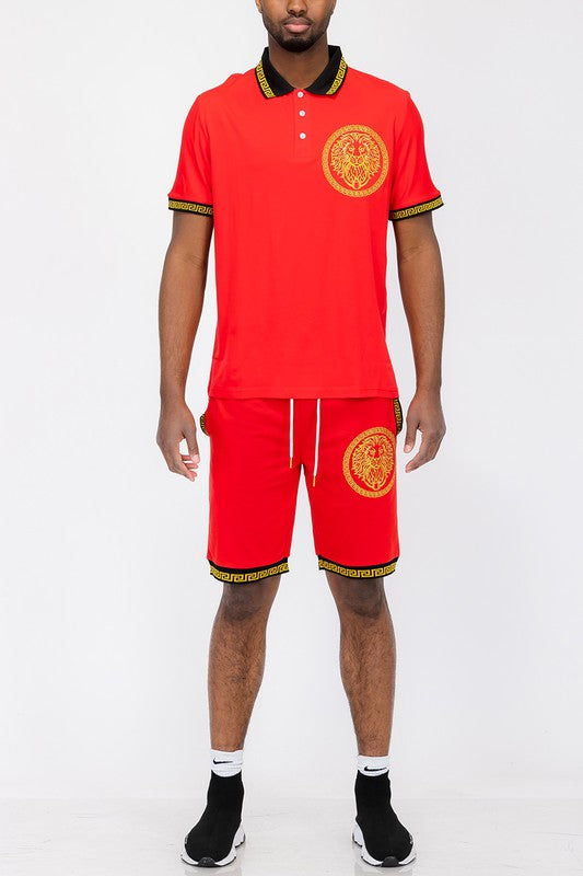 Lion Head Polo Shirt and Short Set