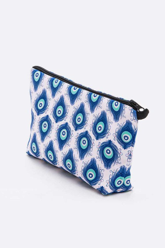 Feather Printed Soft Cosmetic Pouch