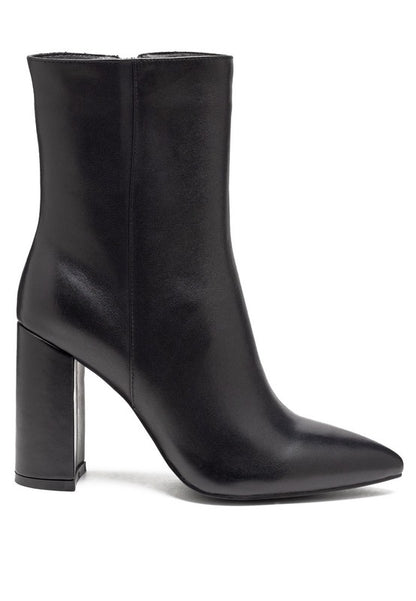 MARGEN ANKLE-HIGH POINTED TOE BLOCK HEELED BOOT