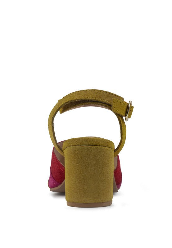 MON BEAU FINE SUEDE BLOCK HEELED SANDAL