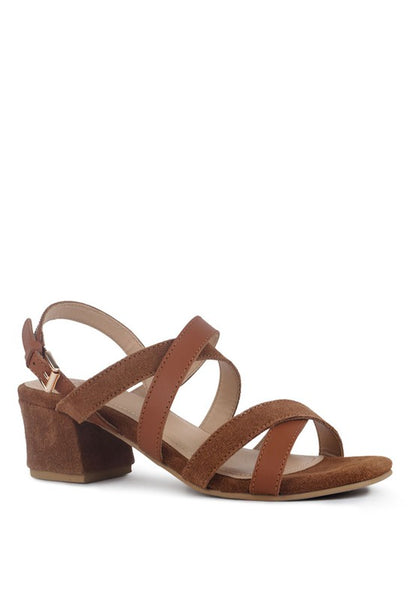 ASTRID MID HEELED BLOCK LEATHER SANDAL