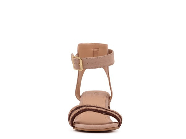 RAYNA BLUSH BRAIDED JUTE STRAP AND SUEDE SANDAL