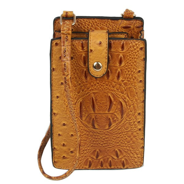 Ostrich Croc Crossbody Bag Cell Phone Purse