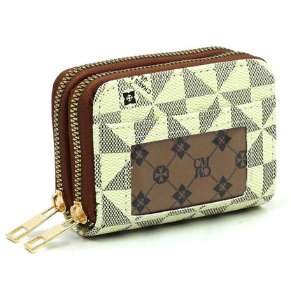 Monogram Accordion Card Holder Zip Wallet