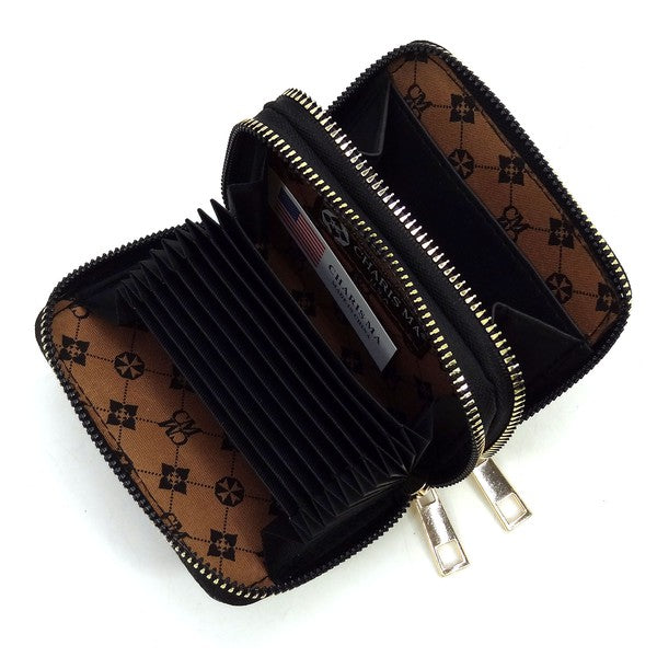 Monogram Accordion Card Holder Zip Wallet