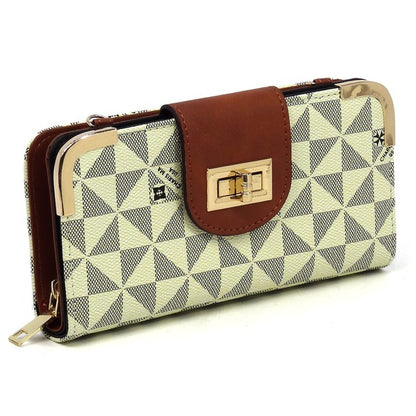 Monogram Turn Lock Crossbody Wallet