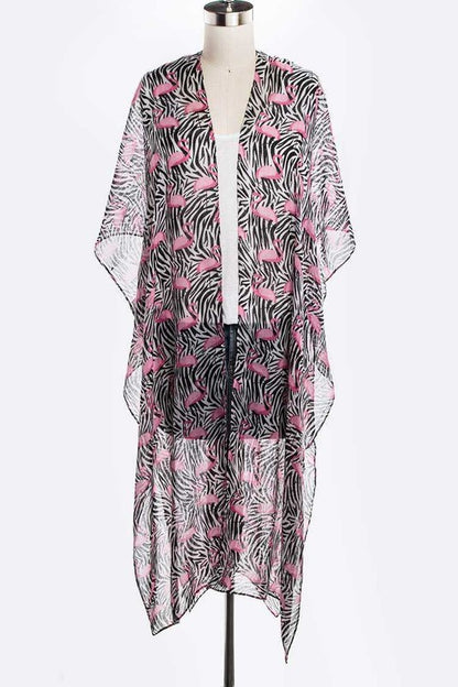 Flamingo Printed Light Weight Kimono