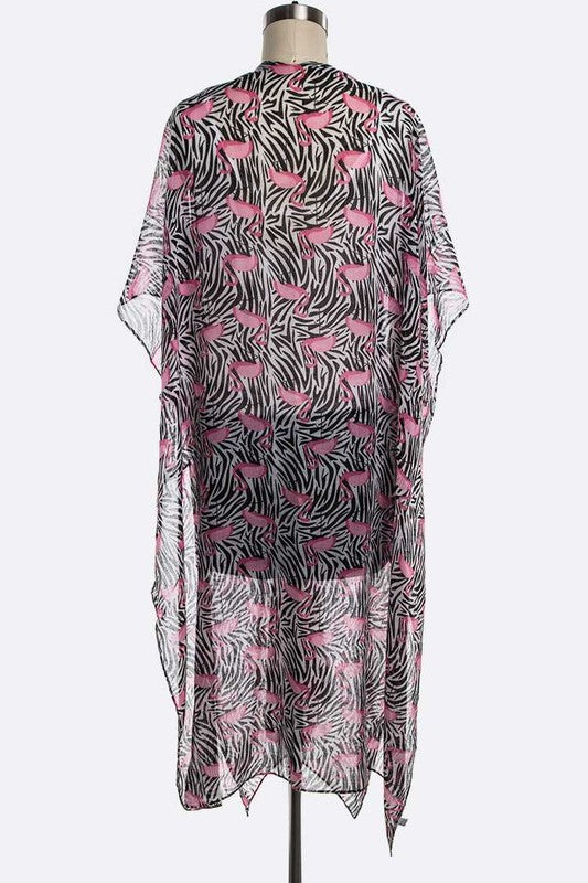 Flamingo Printed Light Weight Kimono