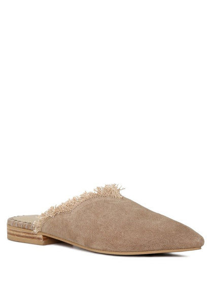 MOLLY  FRAYED LEATHER MULES