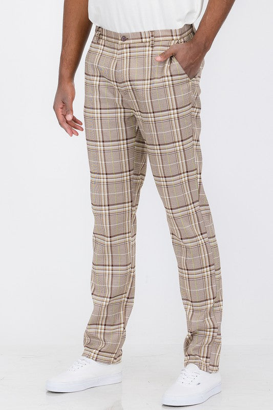 Weiv Mens Plaid Trouser Pants