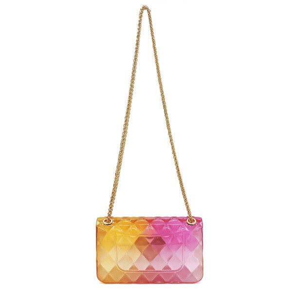 Quilt Embossed Multi Color Jelly Shoulder Bag