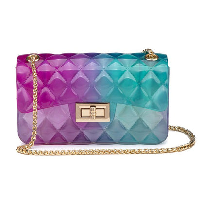 Quilt Embossed Multi Color Jelly Shoulder Bag