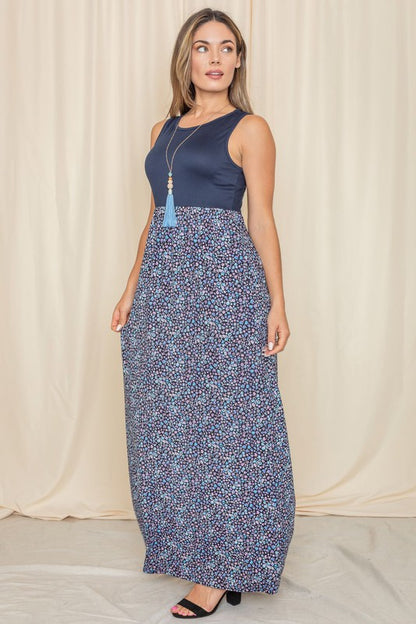 Plus Sleeveless Floral Maxi Dress