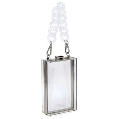 Acrylic Chain Handle See Thru Crossbody Clutch