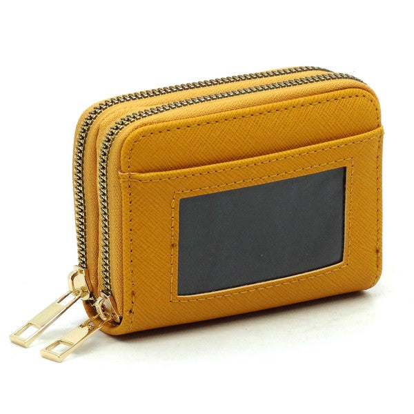 Saffiano Accordion Card Holder Double Zip Wallet