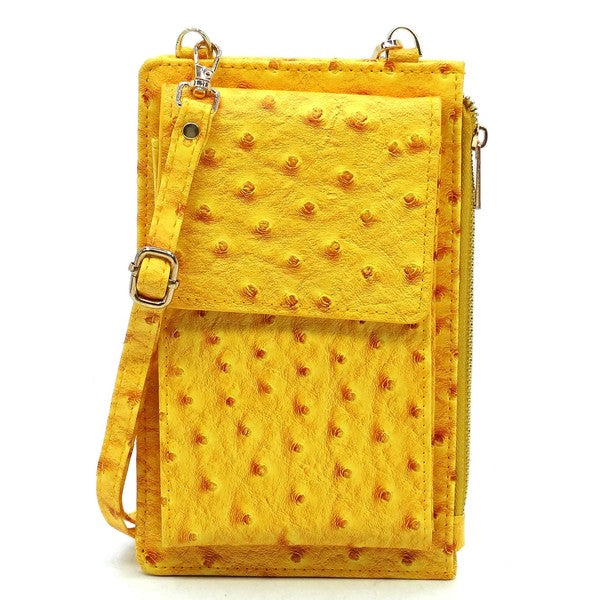 Ostrich Crossbody Cell Phone Purse