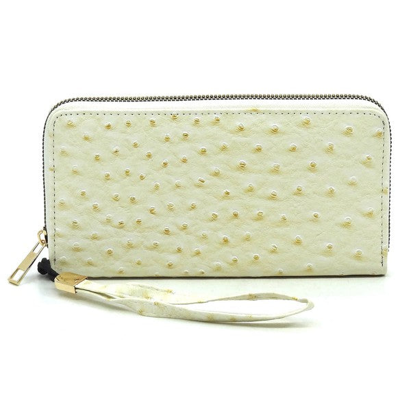 Ostrich Zip Around Wallet Wristlet