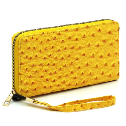 Ostrich Zip Around Wallet Wristlet