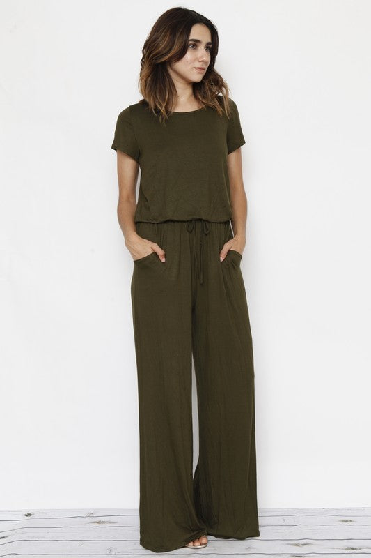 Short Sleeve Jumpsuit W/Pocket