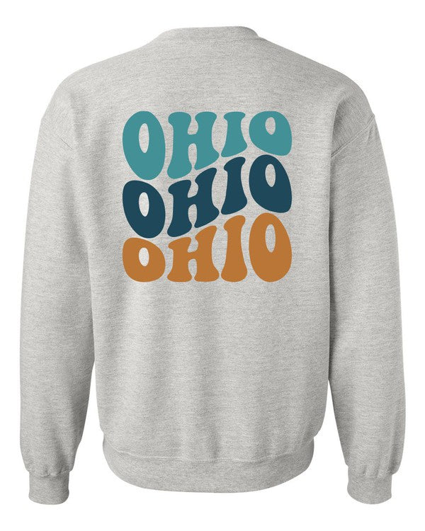 Colorful Groovy Ohio Cozy Crewneck Sweatshirt