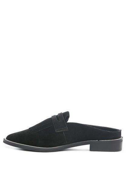 LENA Suede Walking Loafer Mules