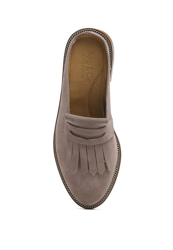 LENA Suede Walking Loafer Mules