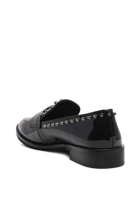 EMILIA Black Shine Forever Stud Penny Loafers