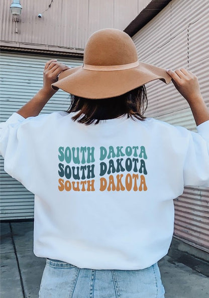 Colorful Groovy South Dakota Crewneck Sweatshirt