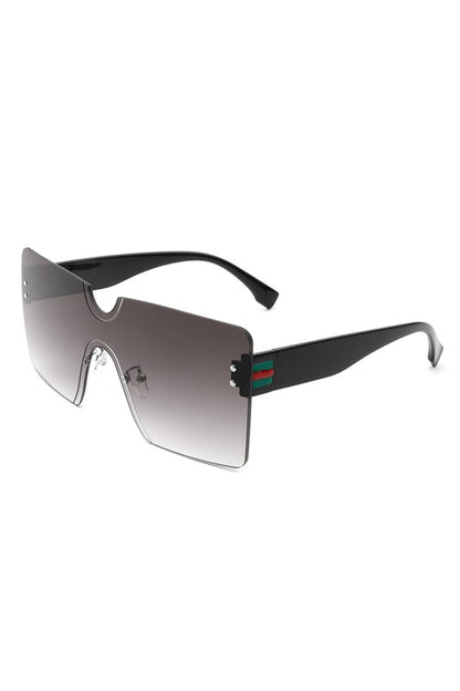 Square Rimless Oversize Flat Top Sunglasses