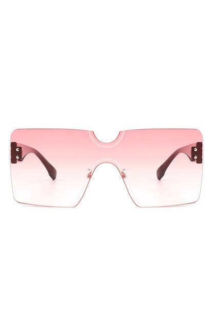 Square Rimless Oversize Flat Top Sunglasses