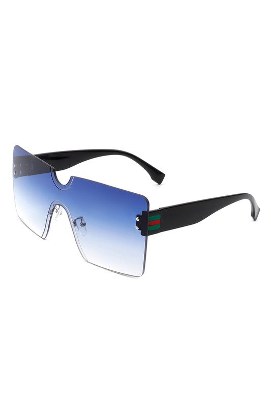 Square Rimless Oversize Flat Top Sunglasses