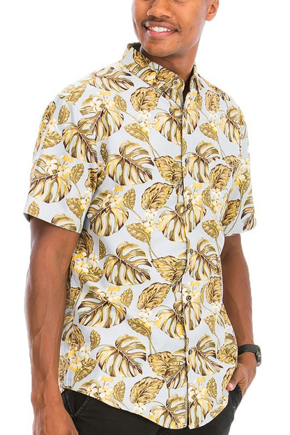 Hawaiian Print Button Down Shirt