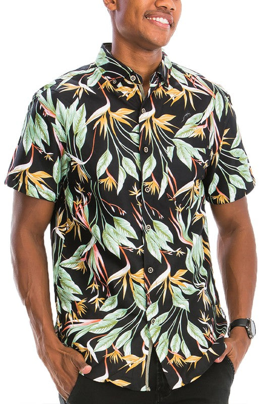 Hawaiian Print Button Down Shirt