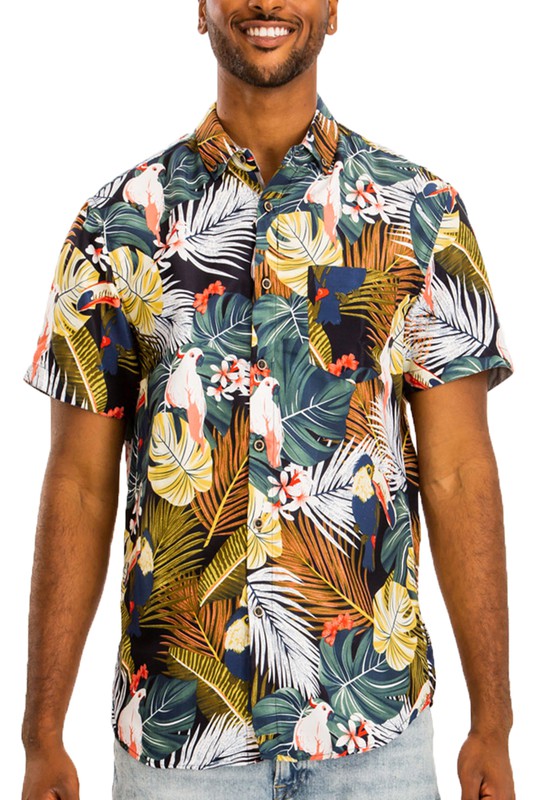 Hawaiian Print Button Down Shirt