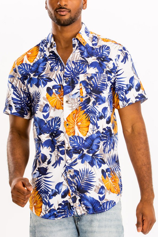 Hawaiian Print Button Down Shirt