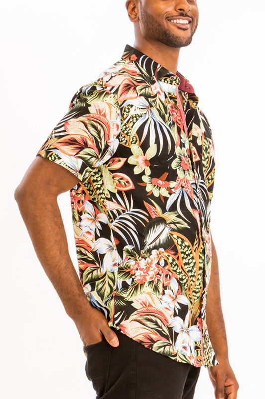 Hawaiian Print Button Down Shirt