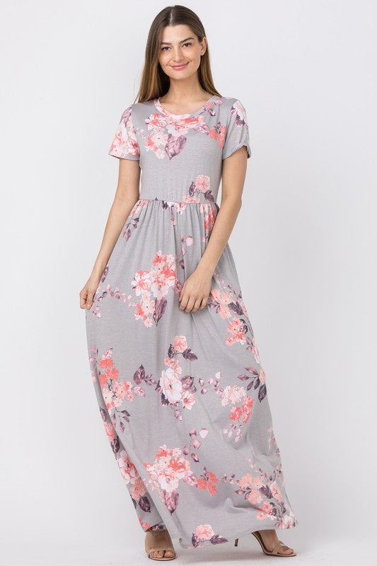 Vintage Floral Maxi Dress With Pockets