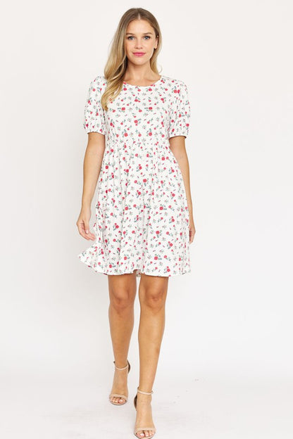 Gathered Puff Sleeve Mini Dress