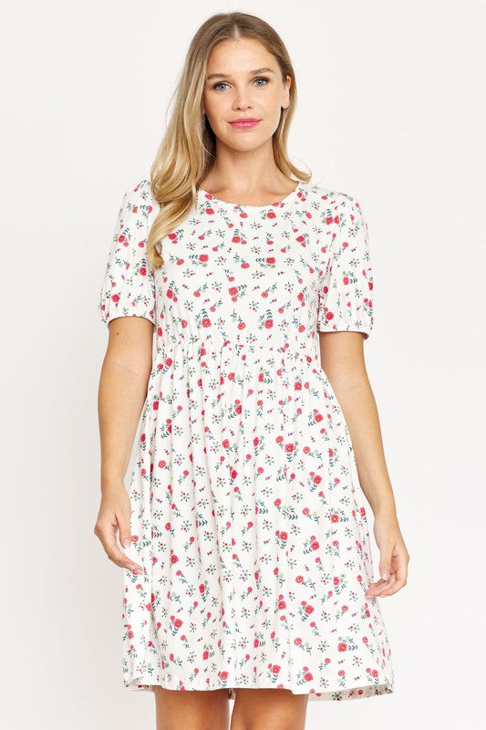 Gathered Puff Sleeve Mini Dress