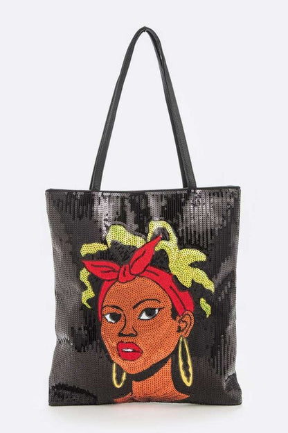 Headband Girl Sequin Embellished Tote