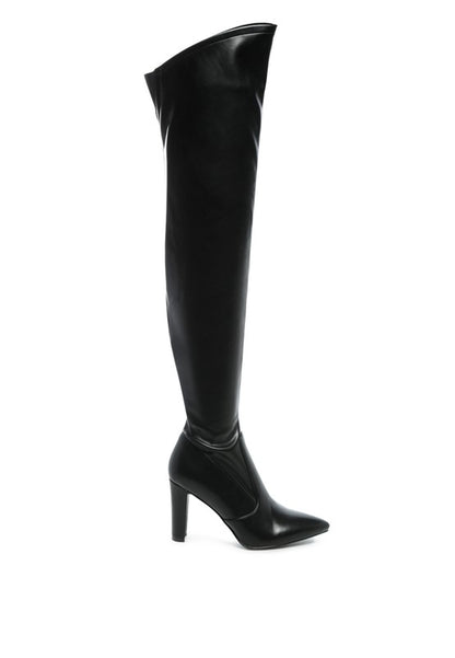 ZADE THIGH HIGH LONG BOOTS IN STRETCH PATENT PU